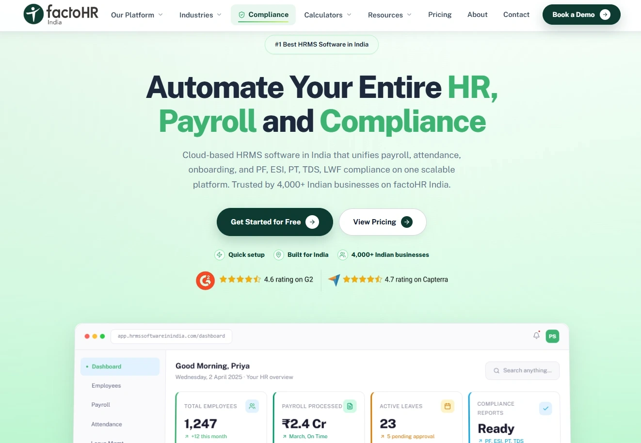 factoHR India software preview