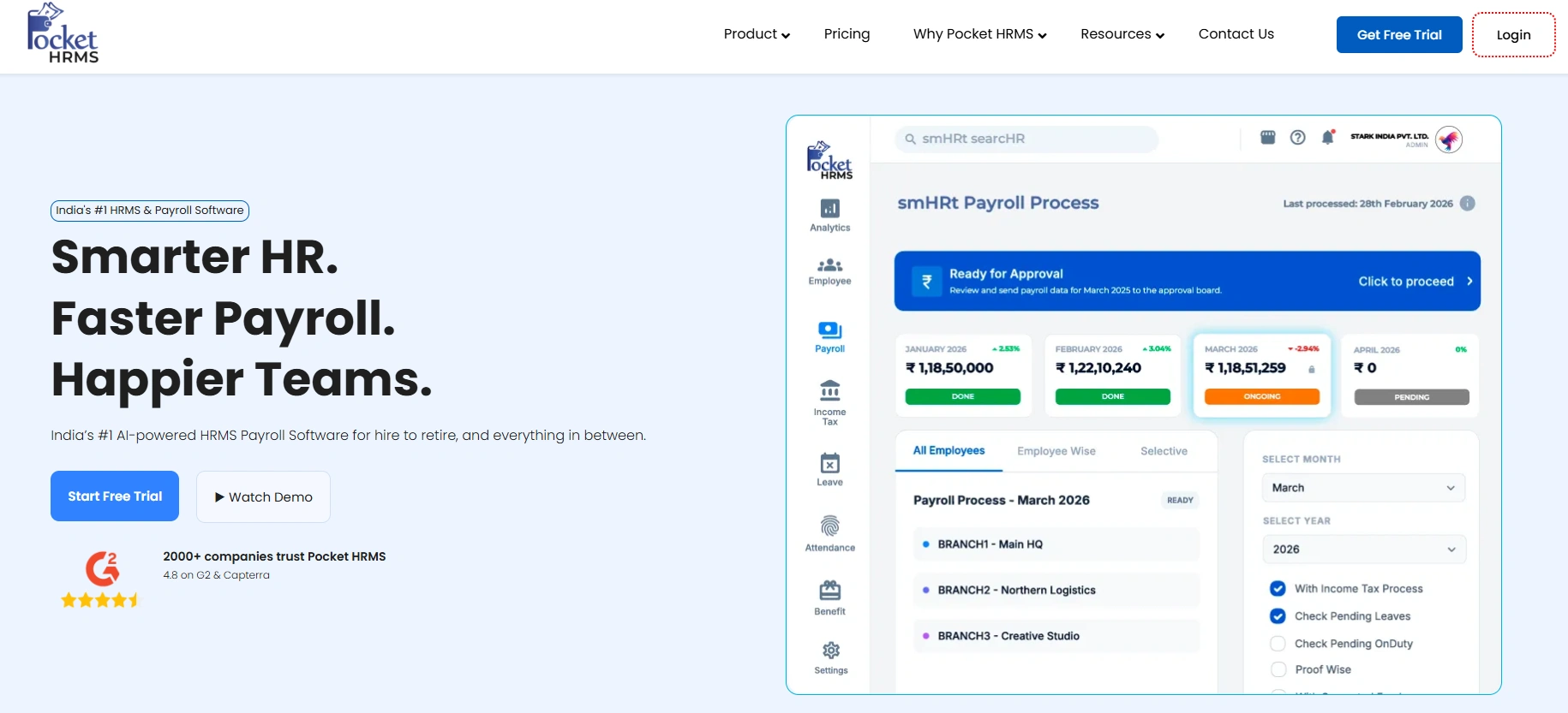 Pocket HRMS software preview