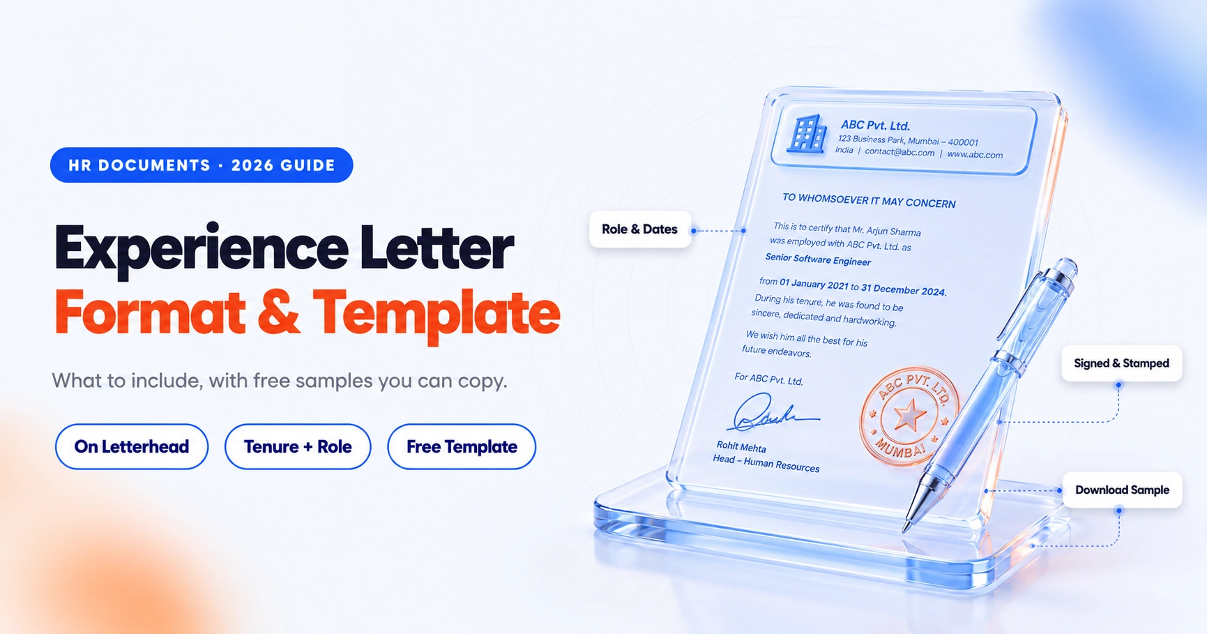 Experience Letter Format