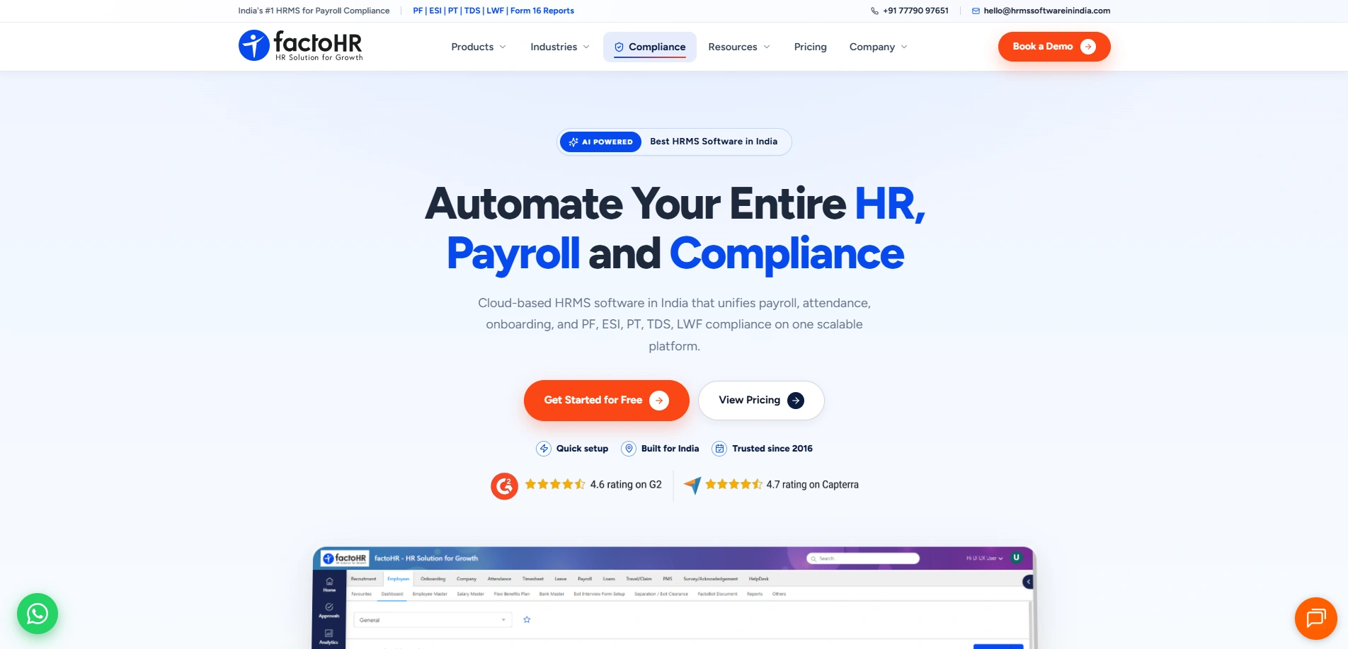 factoHR India software preview